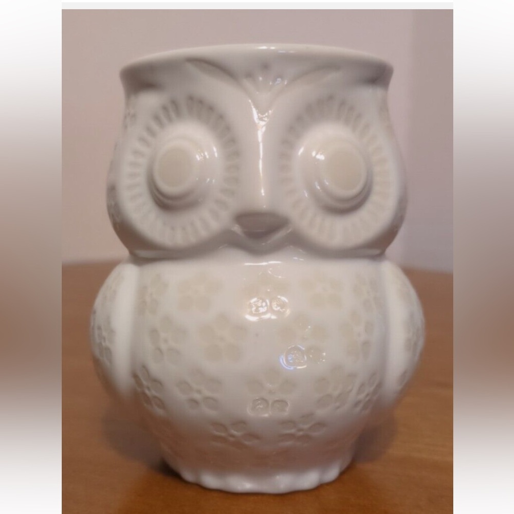 Royal Ceramic Owl Coffee Mug Cup Embossed White Yokohama Vintage Rare